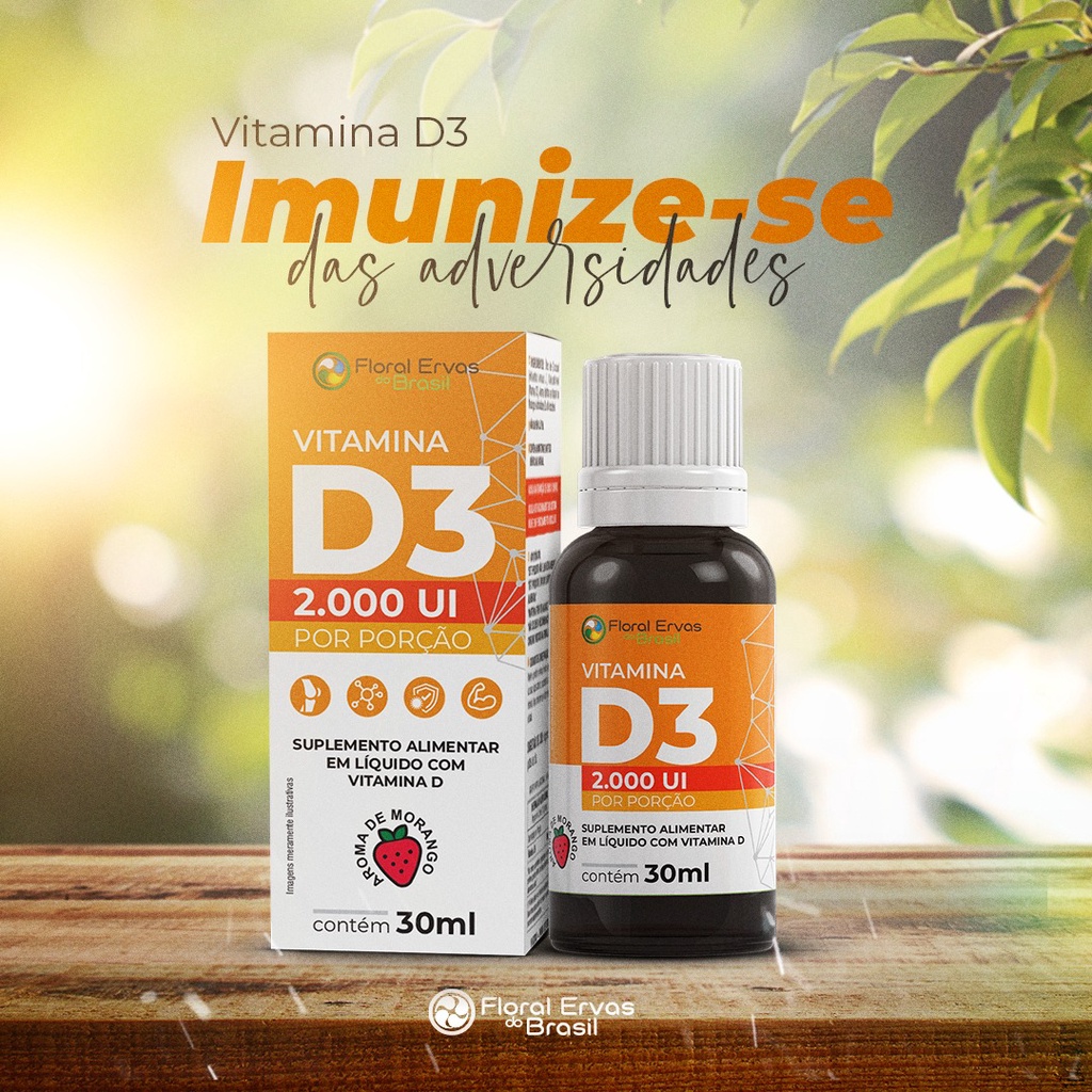 Vitamina D3 30ml 2000UI Líquida em Gotas - Floral Ervas