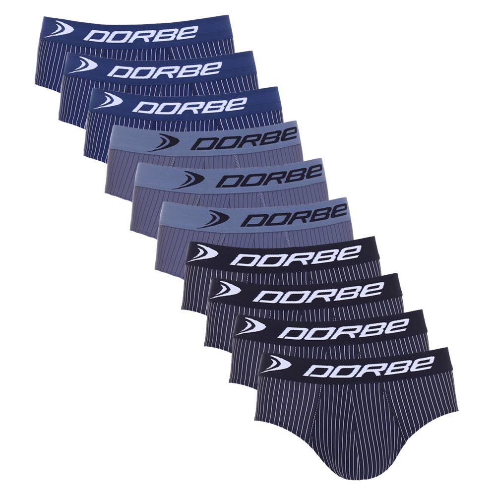 Detalhes do Kit 10 Cuecas Slip Risca de Giz Microfibra Dorbe Original Masculina Cueca Tradicional Cavada Listrada Listra