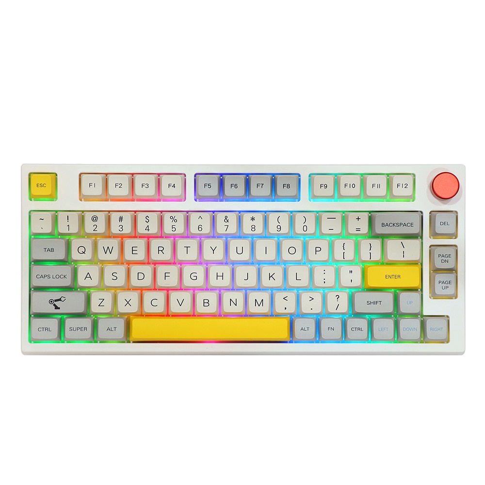 Epomaker th80 pro 75% rgb swappable quente 2.4ghz/bluetooth 5.0/com fio teclado mecânico mda pbt keycaps botão controle