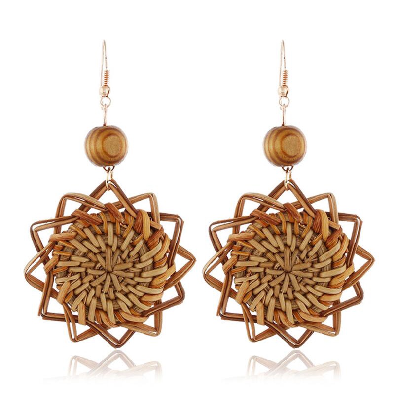 Moda Grande Tamanho Palha Emaranhado Mulher Brinco Jóias Cerca De 4,5x8,5cm Um Par y1216