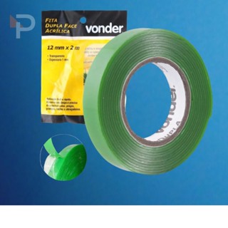 Fita Dupla Face 2 Metros Acrílica Transparente 9mm 12mm ou 19mm Vonder