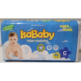 Fralda Descartavel Infantil Isababy Super sequinha 12h de absorção tamanho G (46 tiras)