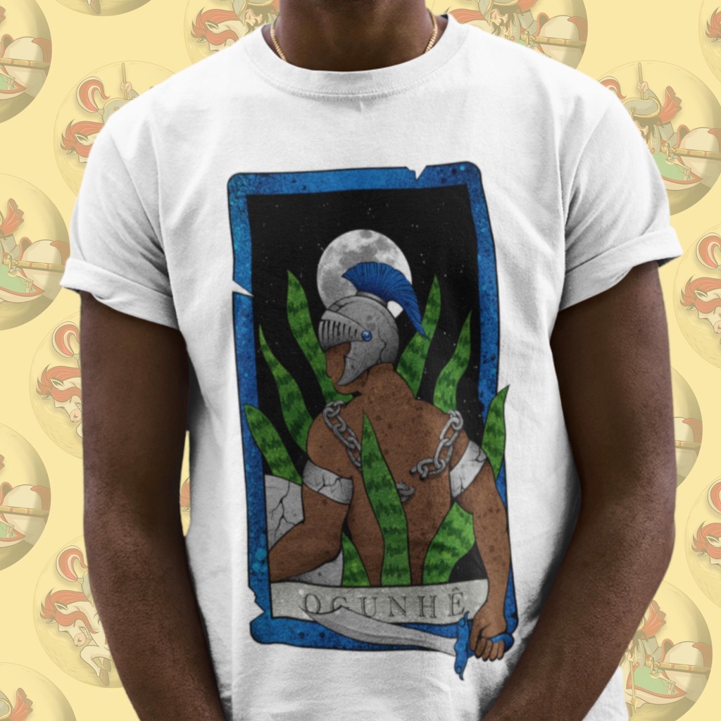 Camiseta Premium Religiosa Umbanda Candomblé Tarot Orixá Ogum Ogunhê Algodão 30.1 Arte 155