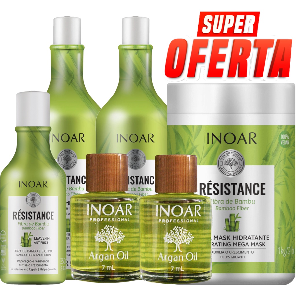 Kit Inoar Resistance Bambu Shampoo + Condicionador + Máscara