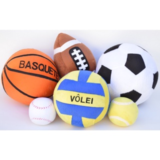 KIT DE BOLAS DE PELÚCIA 6 PEÇAS FUTEBOL BASQUETE VÔLEI FUTEBOL AMERICANO TÊNIS BEISEBOL em Oferta na Shopee