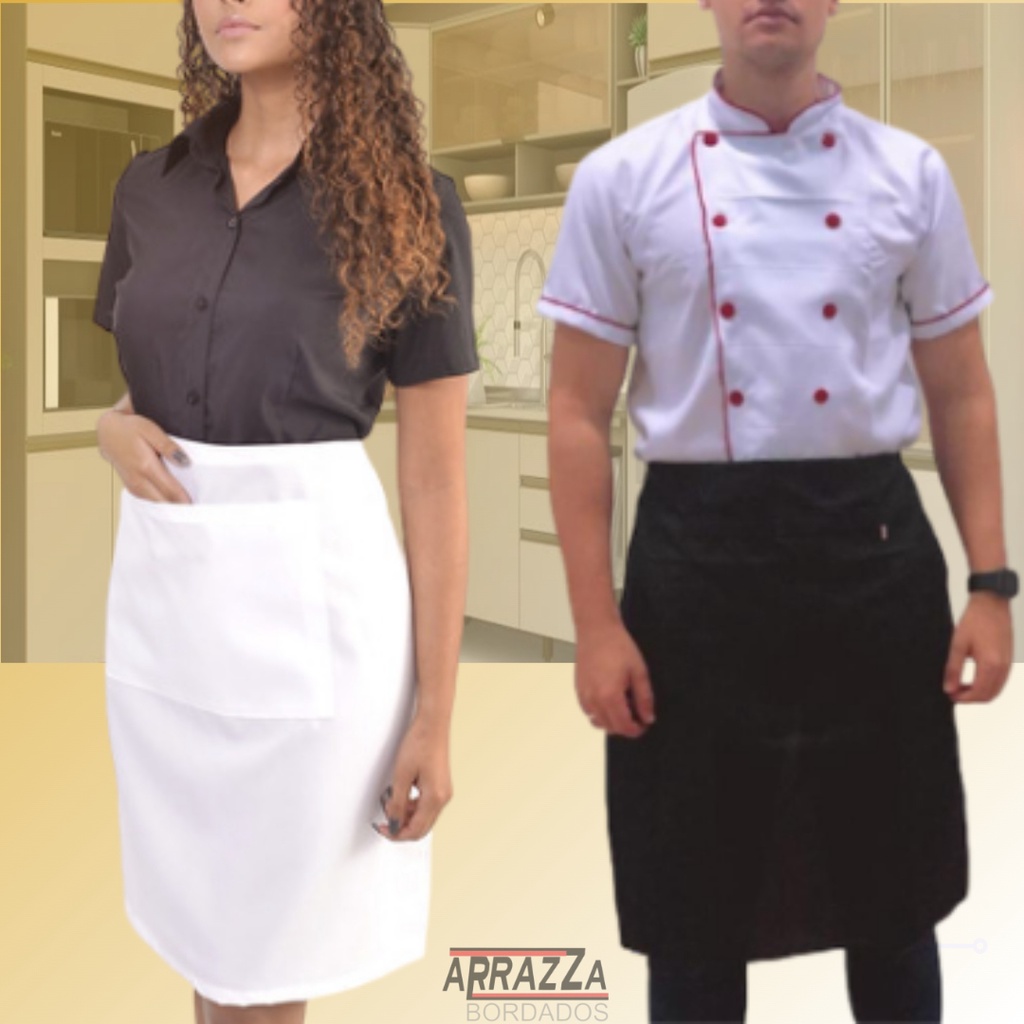 Avental de Cintura Unissex Tipo Saia Para Bar Garçom Chef Cozinha Restaurante Cozinha Lanchonete