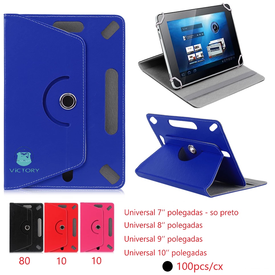 Capa carteira De Couro Sintético Com Flip Universal Para Tablet 360 Graus 9 e 10 Polegadas