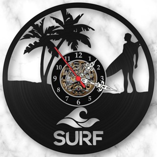 Relógio Parede Surf Prancha Vinil Lp Decoração Retrô Vintage
