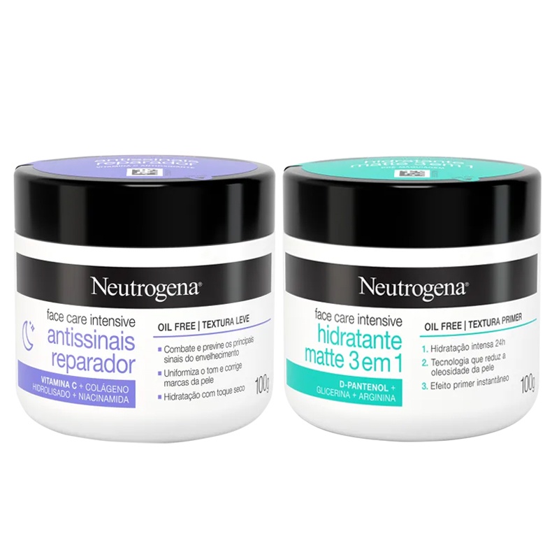 Kit Creme Facial Neutrogena Hidratante + Antissinais Noturno 100g - 2 Itens em Oferta na Shopee