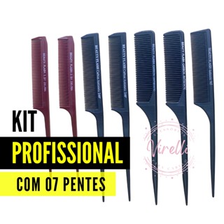 Kit 7 Pente Profissional Carbono Cabeleireiro Alta Performance