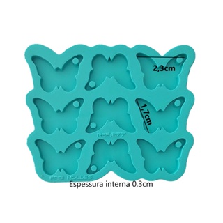 Molde Silicone Resina 9 Borboletas Pingente colar Com Furo 2,3cm R-277 em Oferta na Shopee