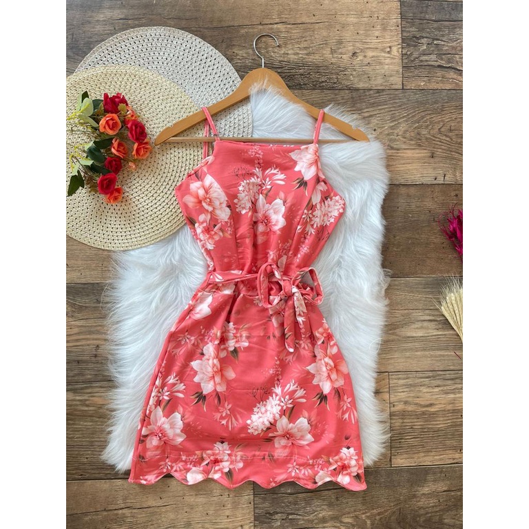 Vestido de Alça  Tubinho de Malha Justo com Bojo