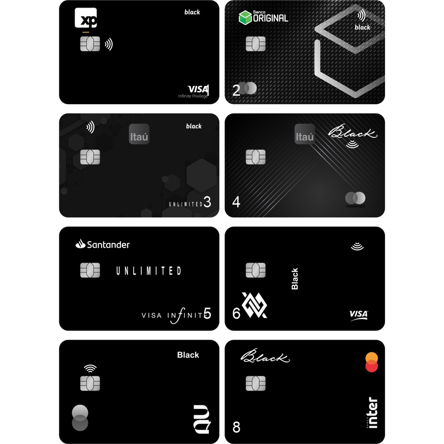Adesivo Cartão De Crédito Debito Black Bancos Itaú Santander BB XP ou Tema PSG Etiqueta Adesivo Cartao Credito