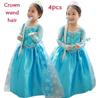 Elsa Girls Party Vestir A Princesa Rainha Congelada Coroa Vestido De Natal Carnaval