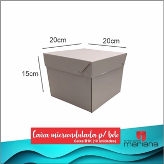 Caixa P/ Bolo B1K - 20x20x15 Branco e Pardo em Oferta na Shopee