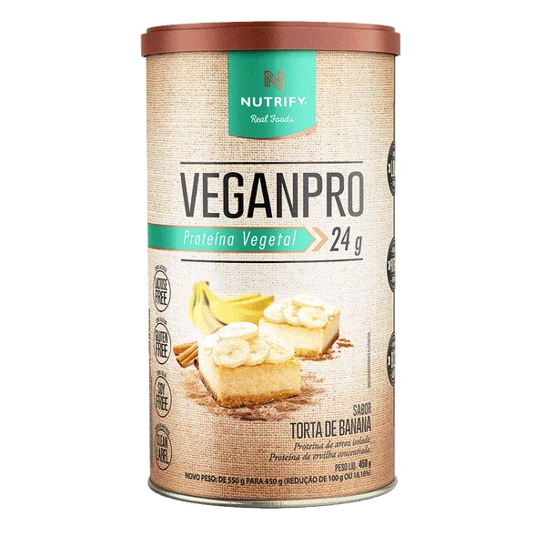 Vegan Pro Whey Vegano Isolado Clean Label Proteina Vegetal Torta de Banana 450g - Nutrify