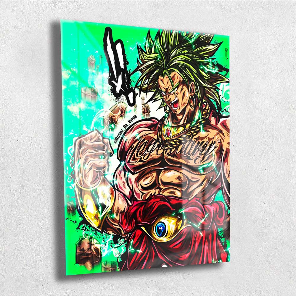 Quadro Metalizado Broly Super sayajin Dragon Ball Anime Placa Decorativa Brilhante Pôster