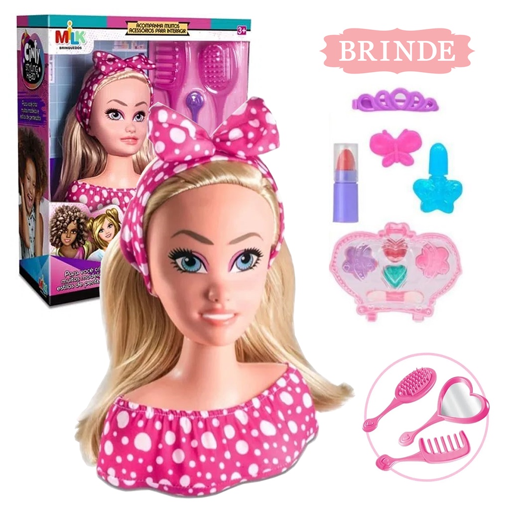 Boneca Barbie Busto Para Pentear e Maquiar Com Acessórios