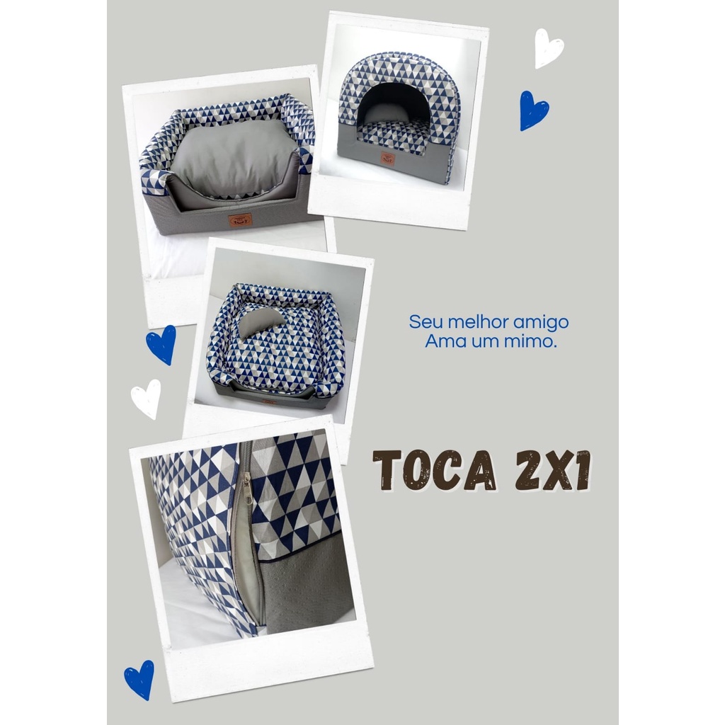 Toca pet Chevron Azul Marinho2x1 para gatos cachorros e filhotes cama casinha cabana