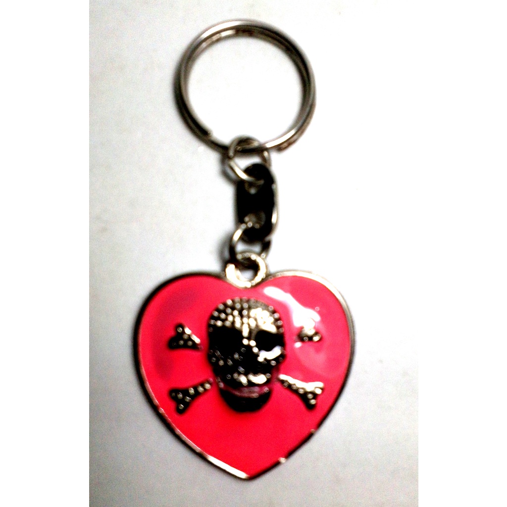 Chaveiro Rock Feminino Caveira Coração Rosa Lady Heavy Metal