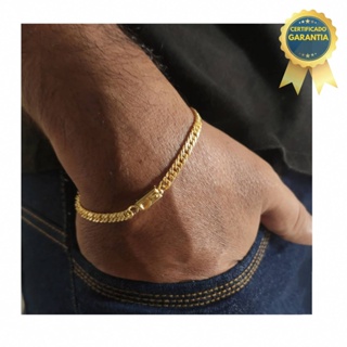Pulseira Masculina, bracelete, Banhada a Ouro 18k Moeda Antiga Groumet Dupla em Oferta na Shopee