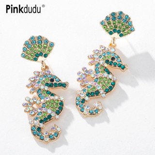 Pinkdudu Novos Brincos De Cavalo Marinho Para Mulher Rhinestone Em Forma De Animal Jóias Presentes PD985