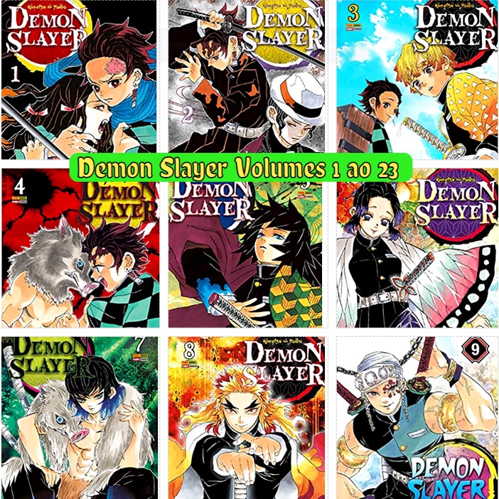 Mangá DEMON SLAYER Kimetsu no Yaiba Volumes do 1,2,3,4,5,6,7,8,9,10,11,12,13,14,15,16,17,18,19,20,21,22, 23 Português