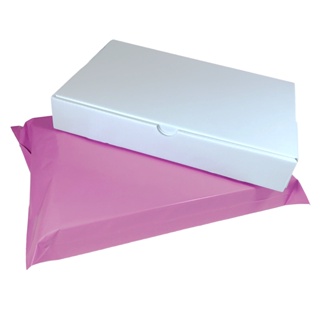 Kit 10 Caixas de Papelão Branco 24x16x4 + 10 Envelopes de Segurança Rosa Lilás 30x20 em Oferta na Shopee