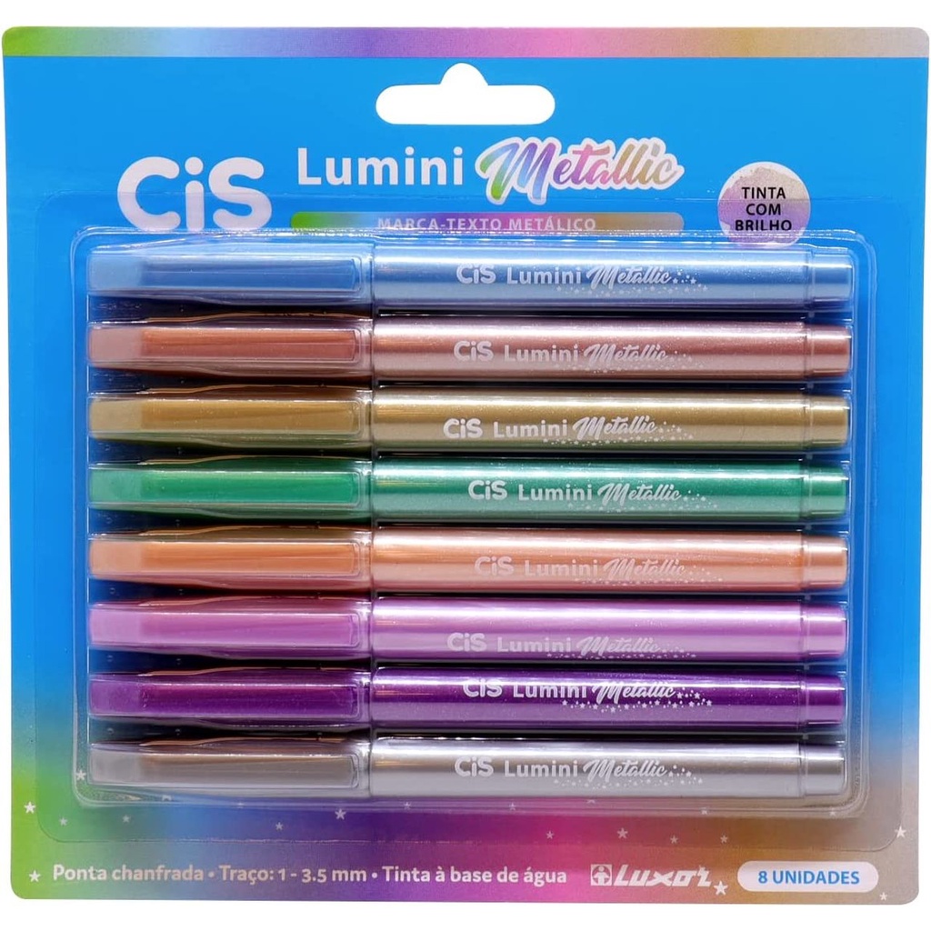 Marca Texto Lumini Metallic 8 Cores Cis