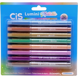 Marca Texto Lumini Metallic 8 Cores Cis em Oferta na Shopee