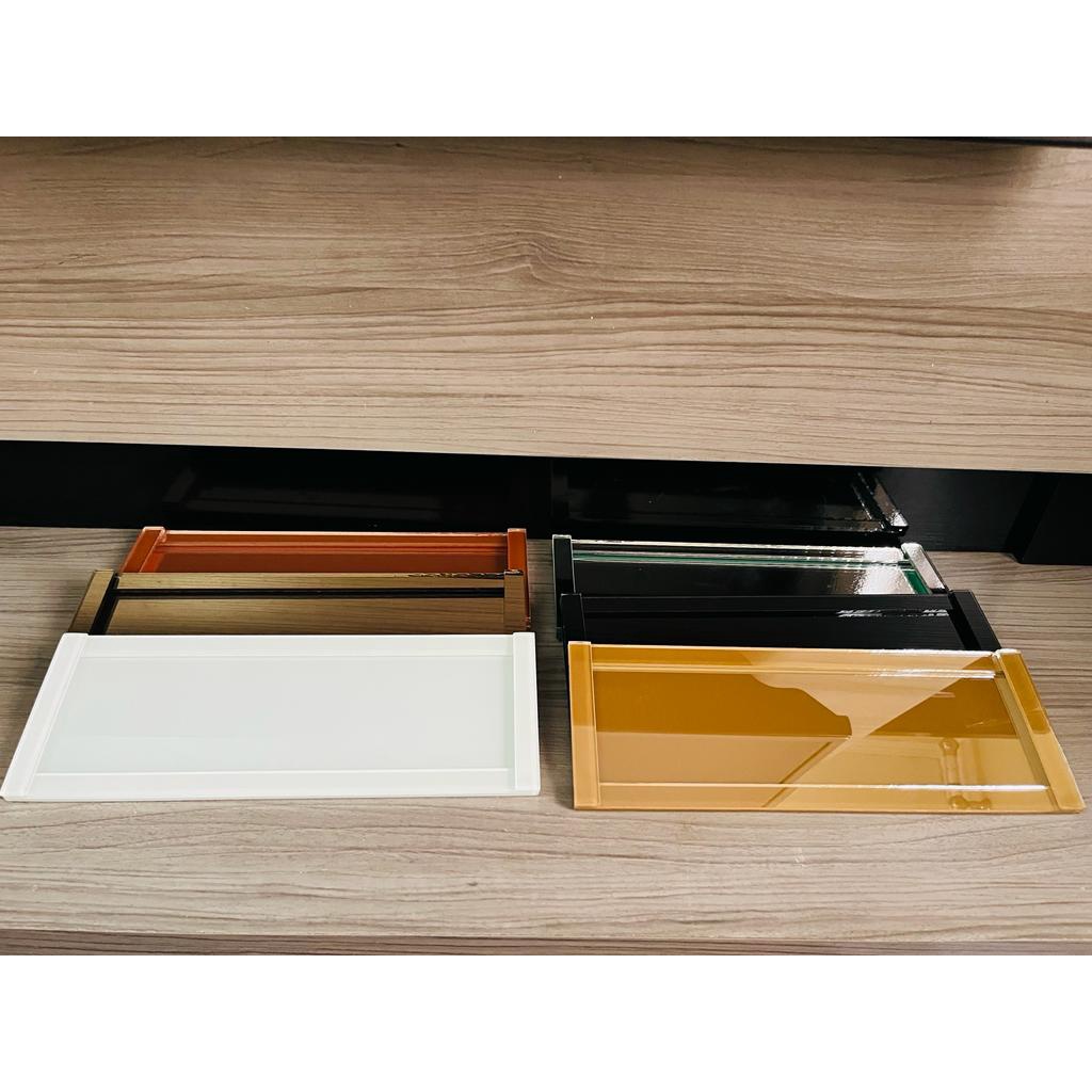 Bandeja de Vidro 11x30cm Decoração Casa Lavabo Preta Branca Rose Dourada Espelho Bronze