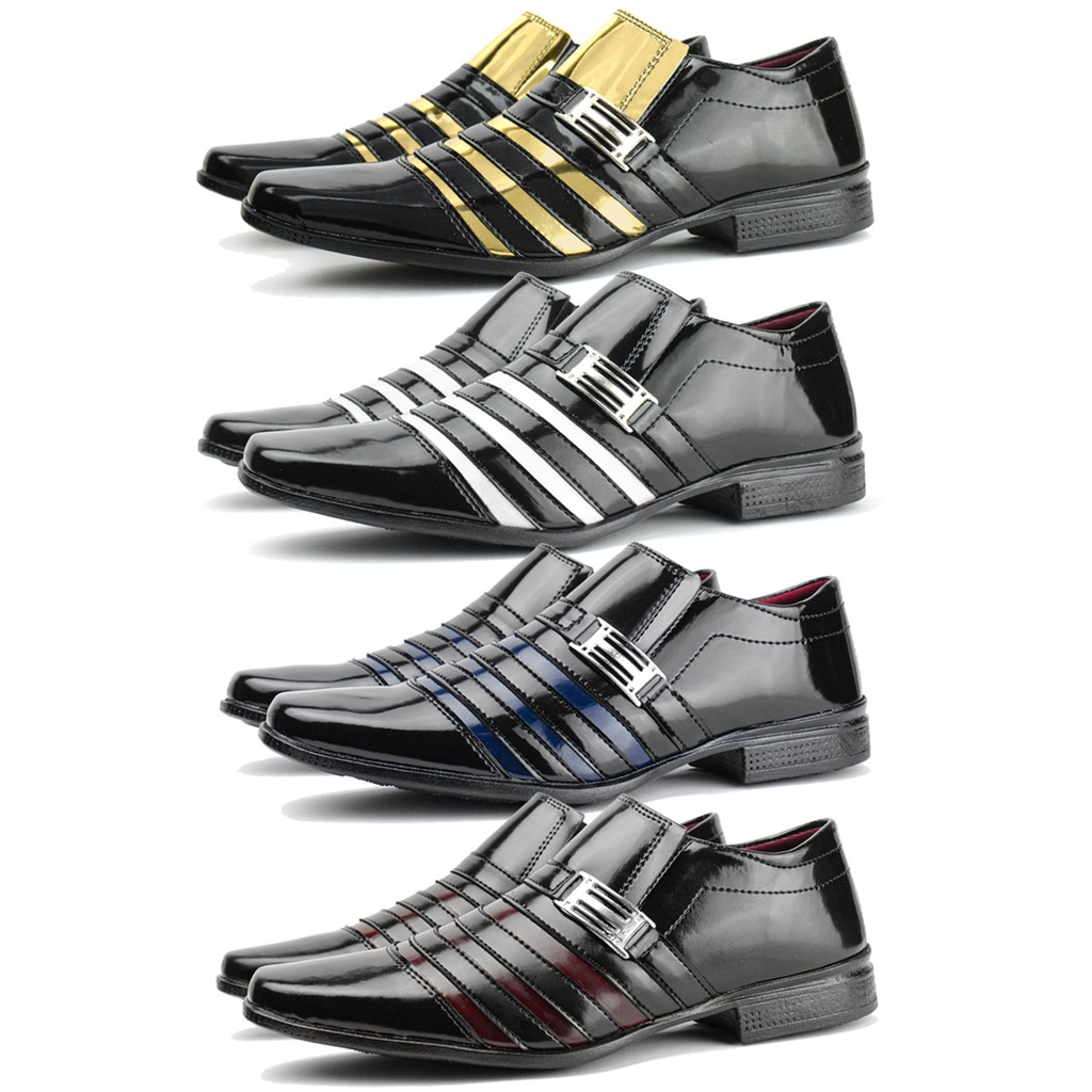 Kit com 4 pares sapato social masculino estilo evangélico colorido