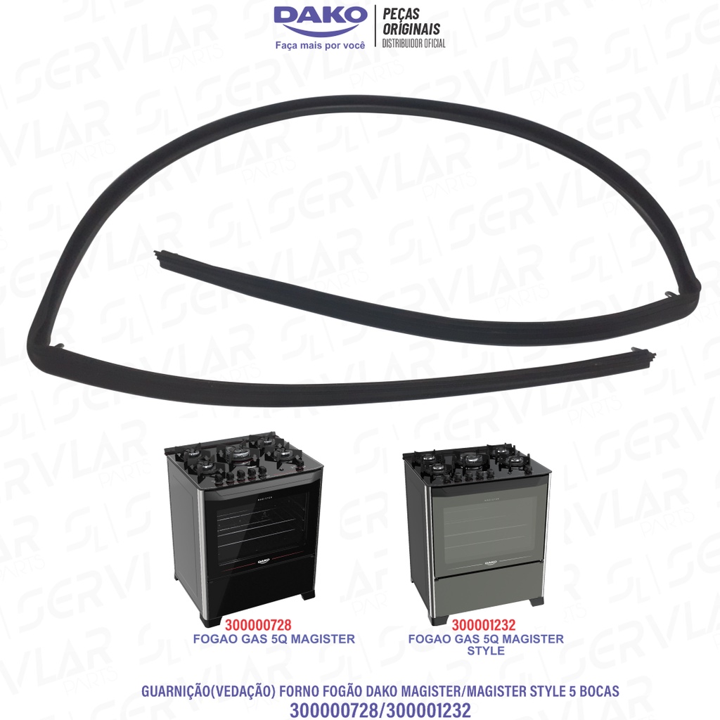 GUARNIÇÃO; VEDAÇÃO DE SILICONE PARA FORNOS DE FOGÕES DAKO MAGISTER/MAGISTER STYLE 5 BOCAS 100% ORIGINAL.