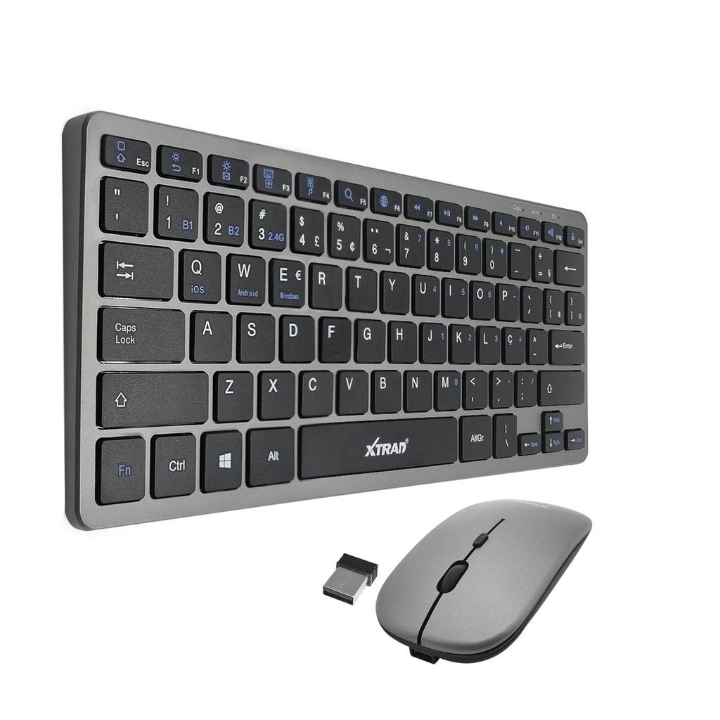 Kit teclado e mouse sem fio bluetooth conex o 2 4ghz recarreg vel