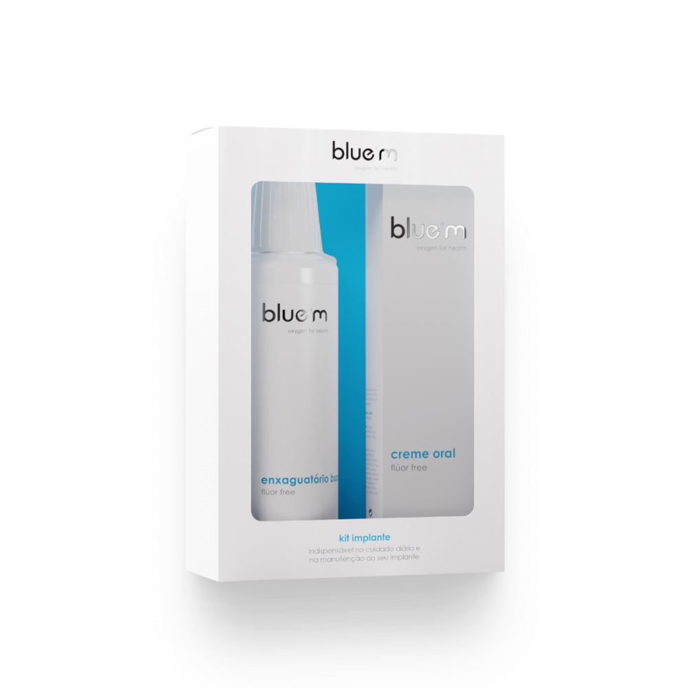 Kit Implante Creme Bucal Enxaguatorio Dentario Blue M