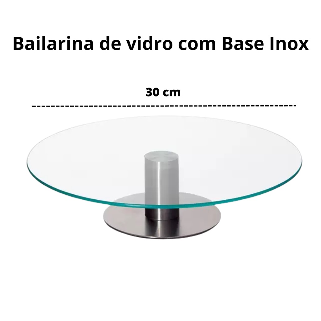 Bailarina Giratória Profissional de Vidro Para Decoração de Bolos e Base Inox
