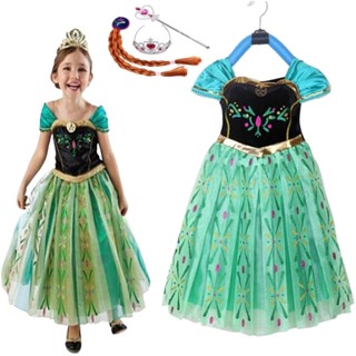 Fantasia De Halloween Carnaval Garota Disfraz Festa Noturna Cosplay Anna Frozen Princesa Vestidos De Aniversário Vestido