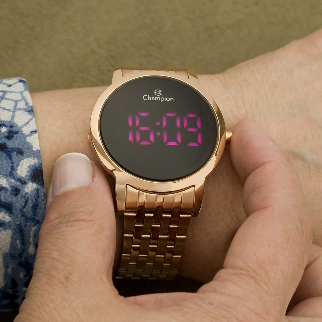 Relogio Feminino Champion Digital Rose Led Rosa Original Presente Aniversário Namorada Mulher Esposa