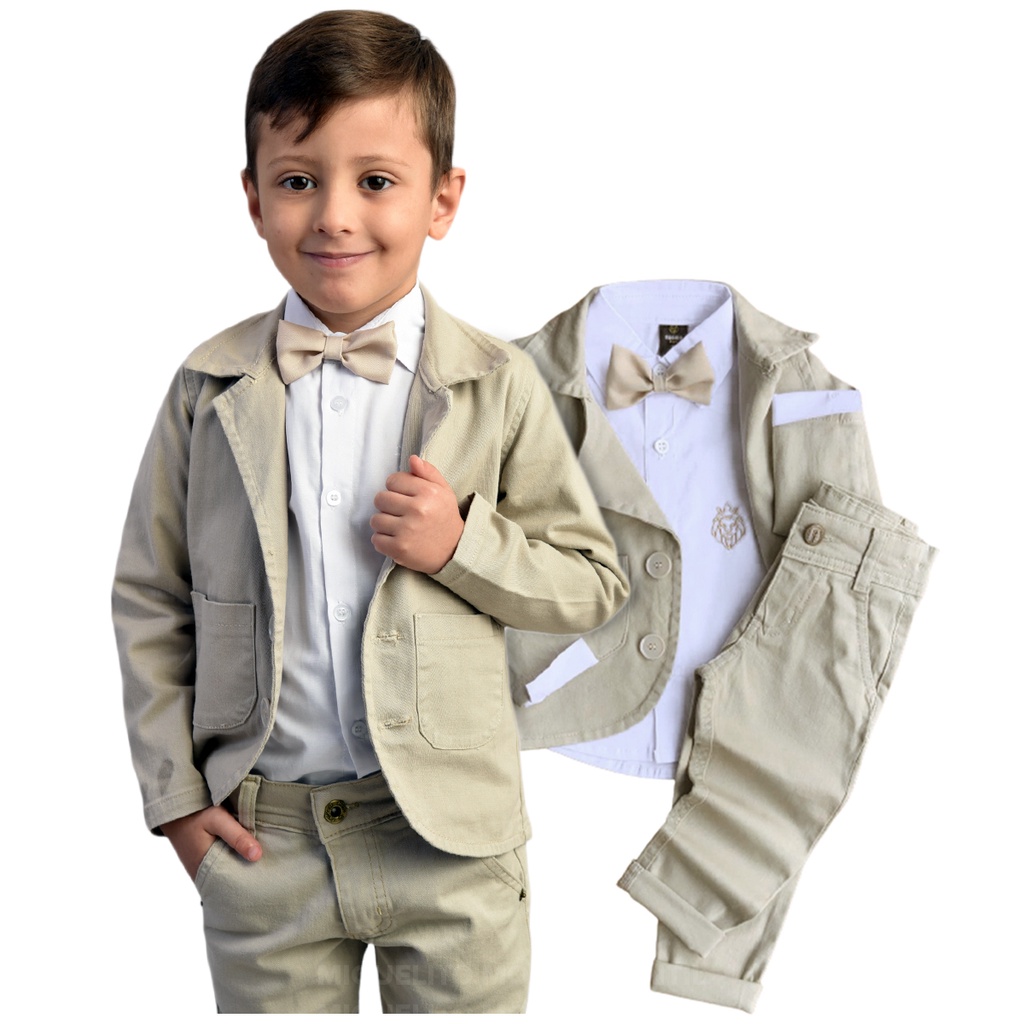 Roupa Batizado Menino Estiloso - Com Blazer Social Envio Já Conjunto Completo