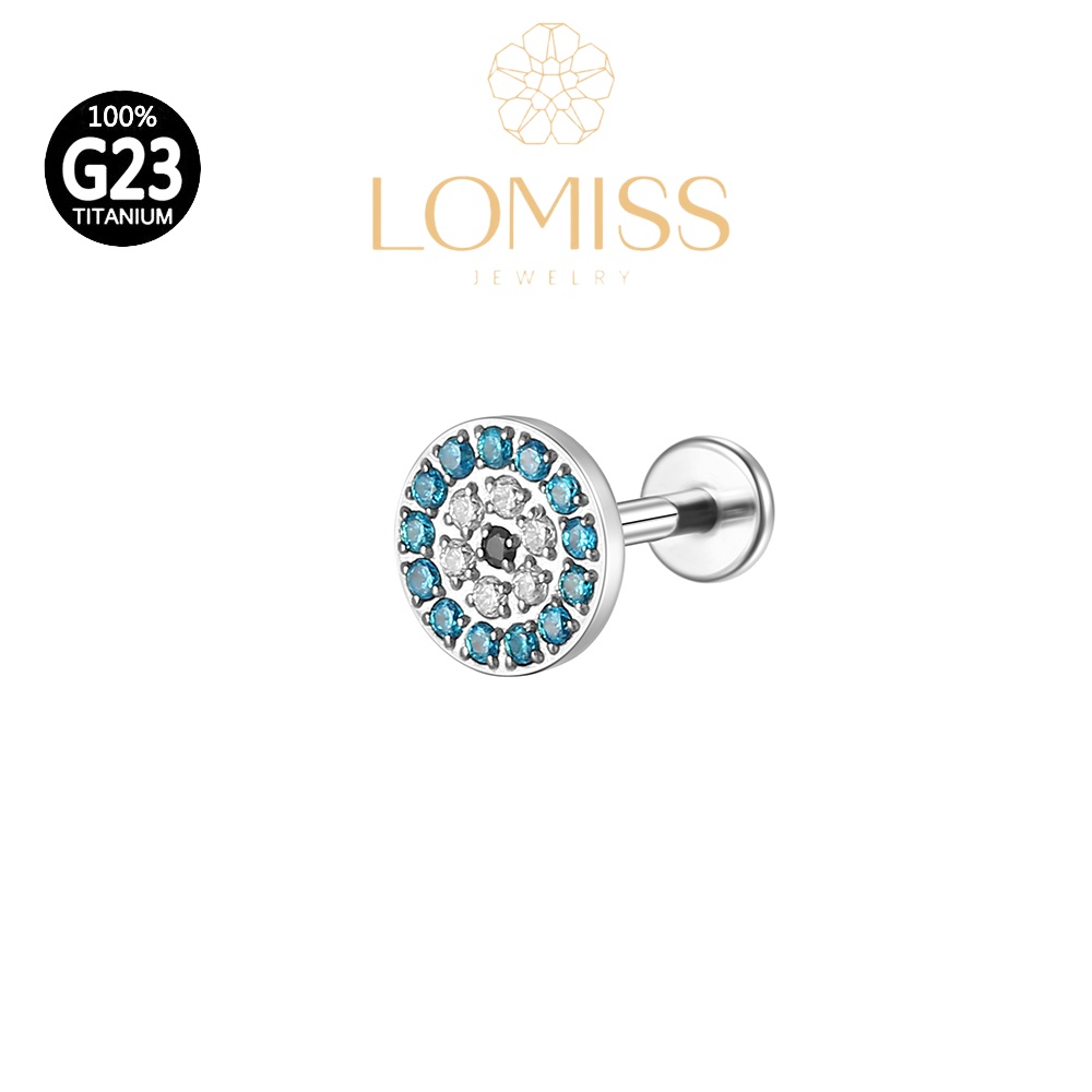 Piercing Helix Conch Labret Titânio redondo Zircônia Azul《Lomiss semijoias》 em Oferta na Shopee