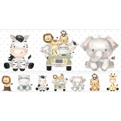 Kit 10 Faixas Adesivas Decorativas Safari Decoração Quarto Infantil Bebê Menino