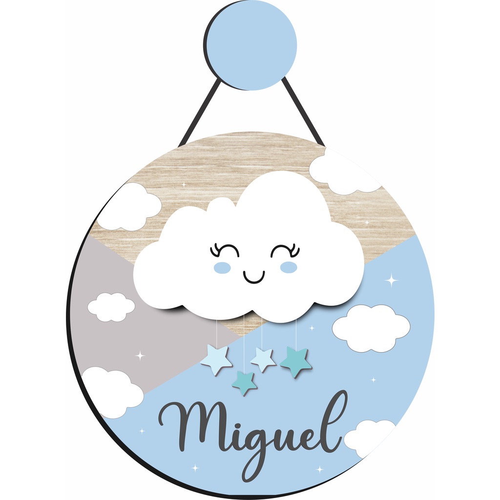 Enfeite Porta Maternidade Nuvem, Estrelas, Chuva de amor - Nome personalizado! GUIRLANDA. em Oferta na Shopee