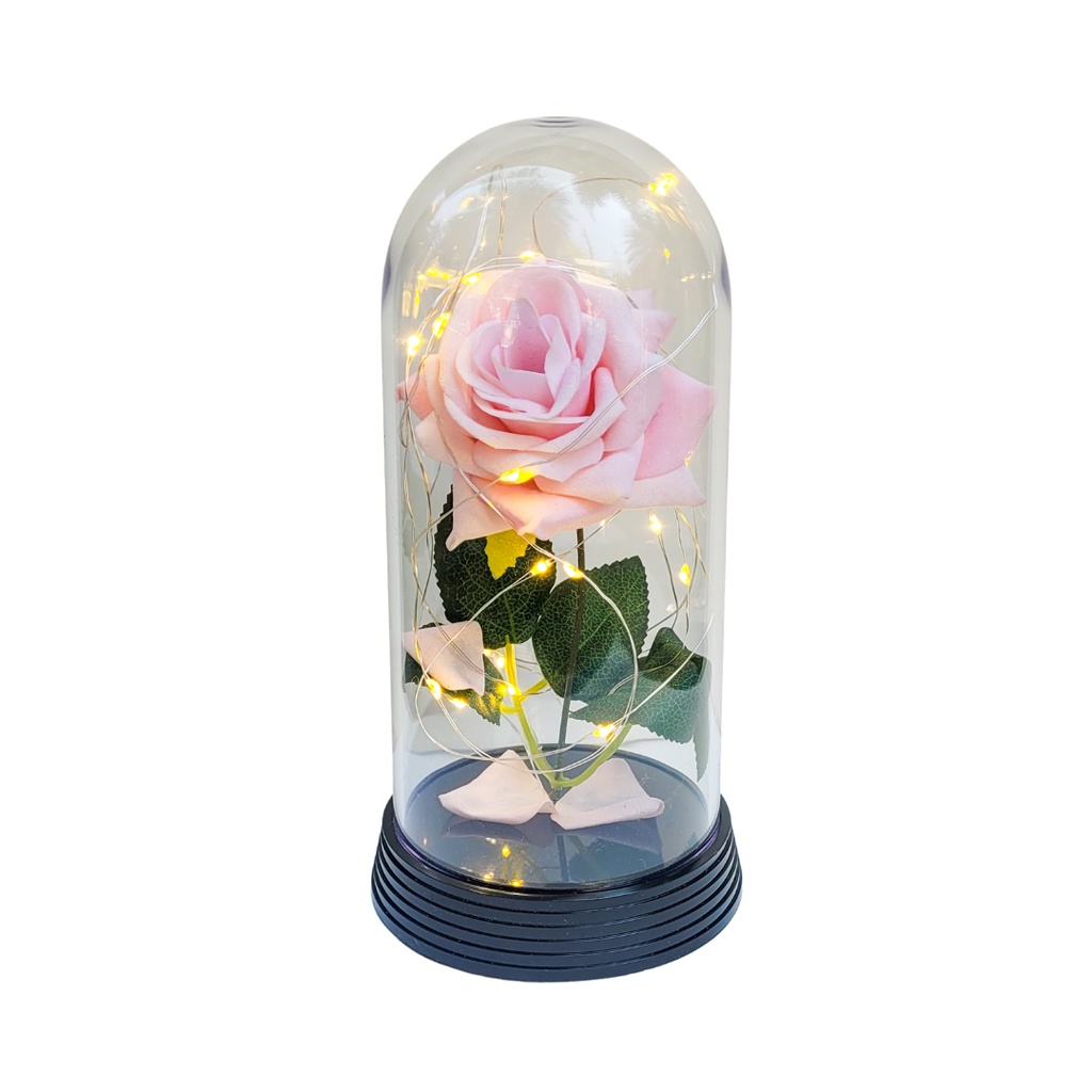 Luminária A Rosa Encantada A Bela e A Fera/ O Pequeno Príncipe Presente para namorada G Base Preto Luzes Branco Quente Rosa Rosa Salmão