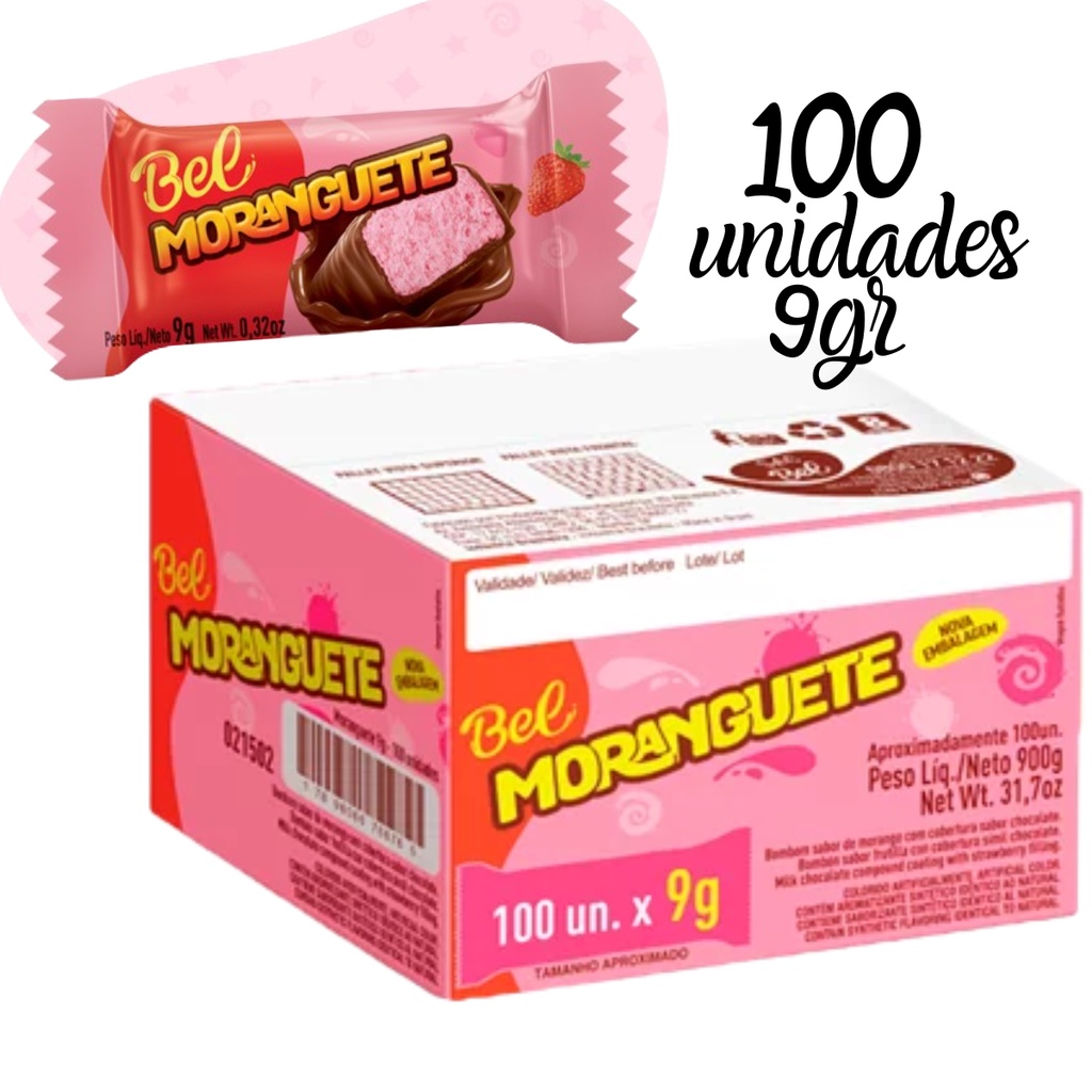 Bombom Moranguete Chocolate caixa com 100unid