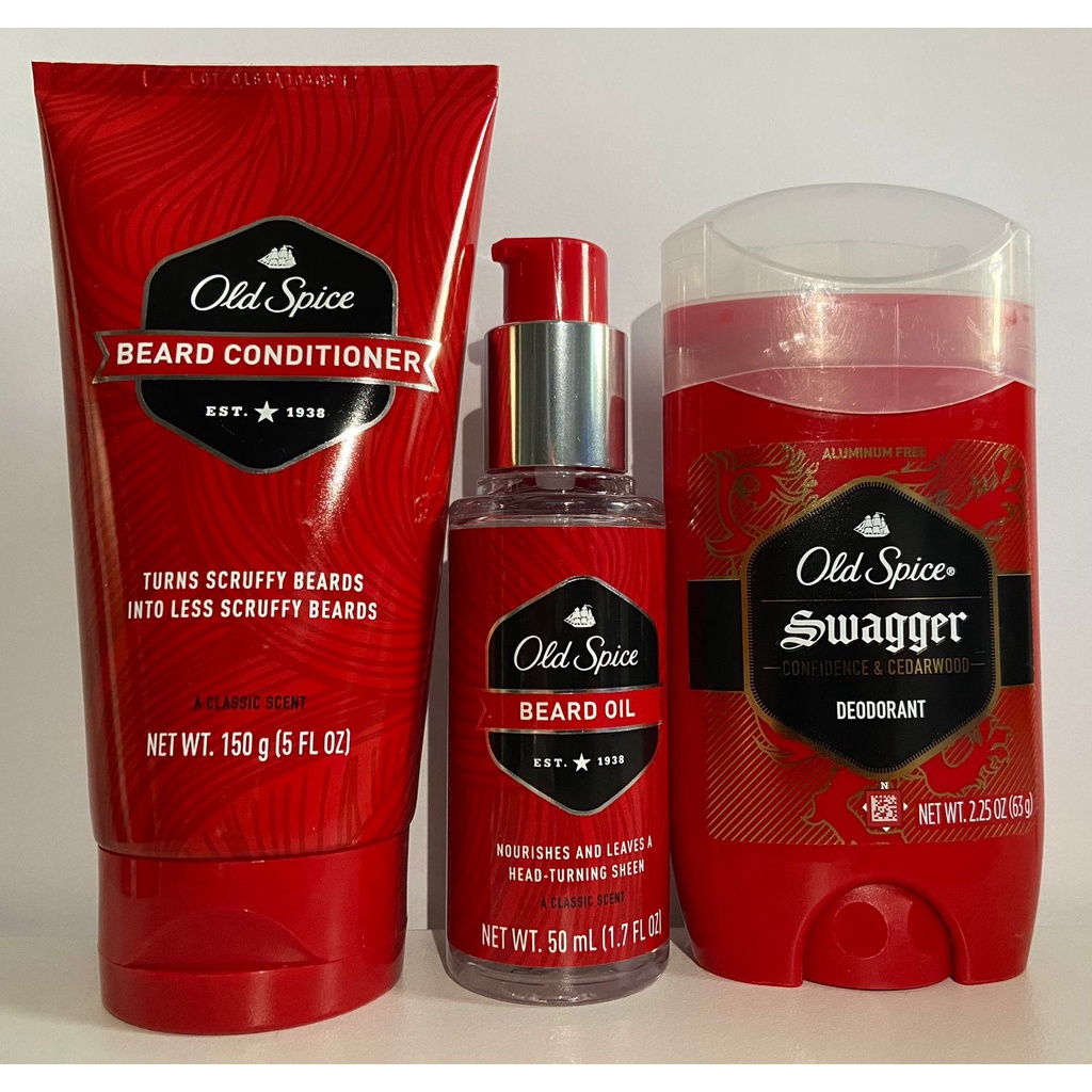 Kit Old Spice Desodorante Oleo De Barba E Condicionador de Barba Importado Estados Unidos