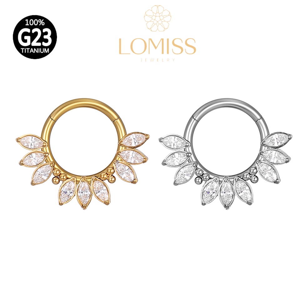Piercing Orelha Nariz Argola Titânio G23 Clik 9 Zircônia Cravejada《Lomiss Piercing》 - Fashion Accessories