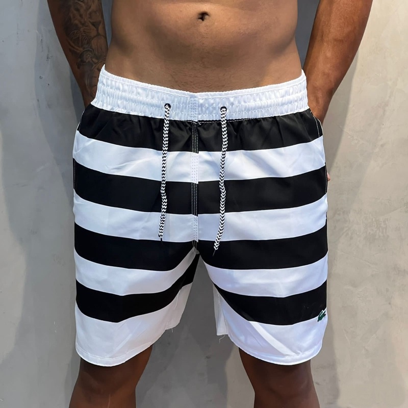 Short Tactel Listrado Masculino Bermuda Mauricinho Moda Praia Verão Masculina Grosso Promoção