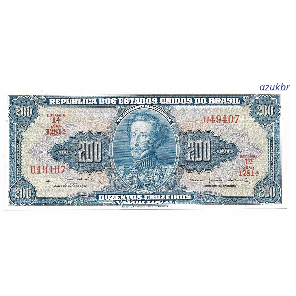* CÉDULA BRASIL - C042 FE - 200 CRUZEIROS NUNES/BULHÕES ANO 1964 *