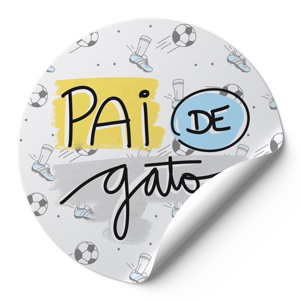 48 Tag Adesivos Rotulos Para Empresa 4,2X4,2Cm Dia Dos Pais Frase Pai De Gato Chuteira Bola Futebol Ad00581