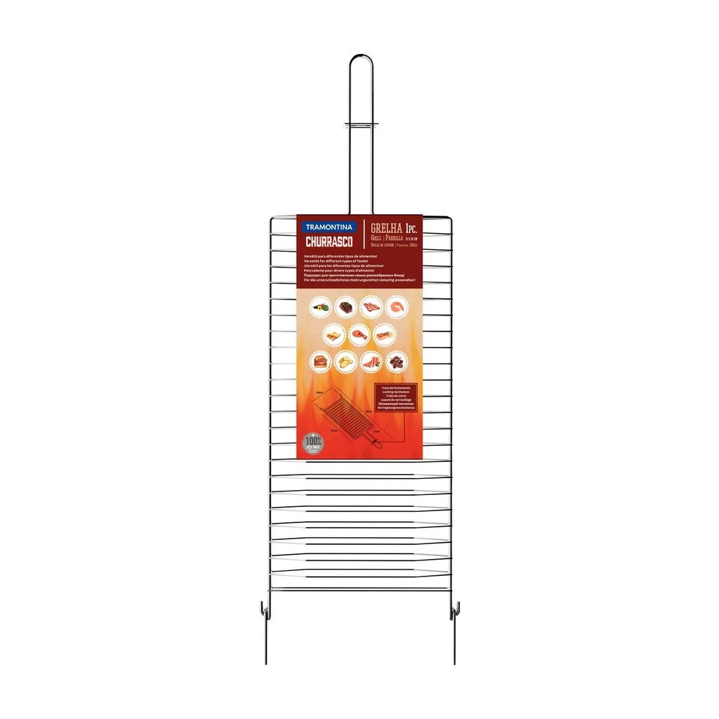 Grelha Churrasqueira Dupla 31-18cm Inox Churrasco Frango Peixes Carne Tramontina em Oferta na Shopee